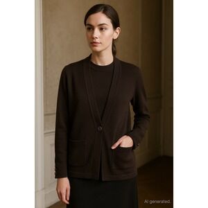 VTG San Remo Womens Sweater‎ Set Size M Brown Quiet Luxury Old Money 90s Capsule